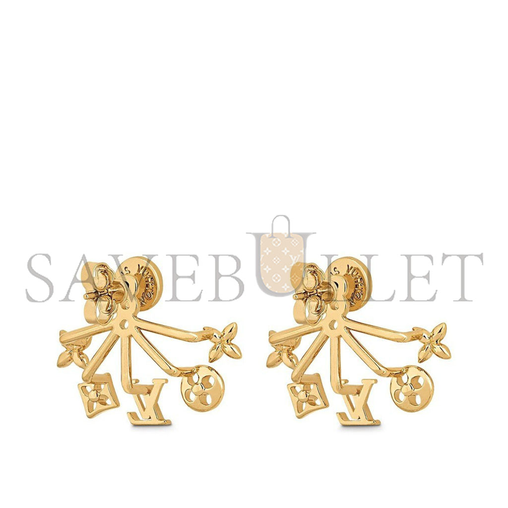 LOUIS VUITTON METAL CRUISER EARRINGS GOLD M00601